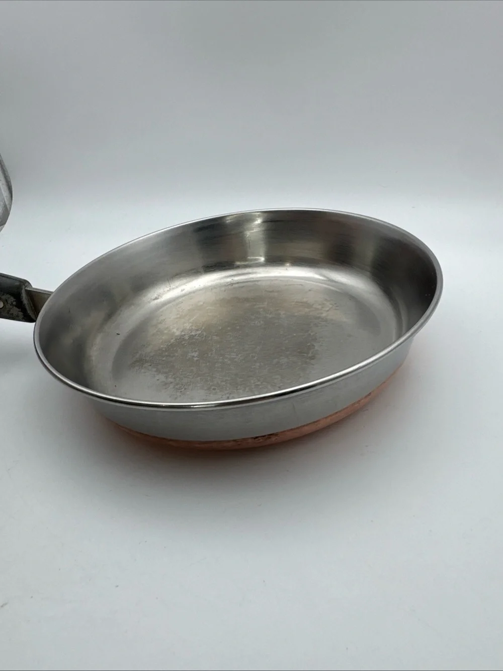 Vtg Revere Ware 8 Inch Skillet Frying Pan w/Lid Copper Bottom/Stainless Steel